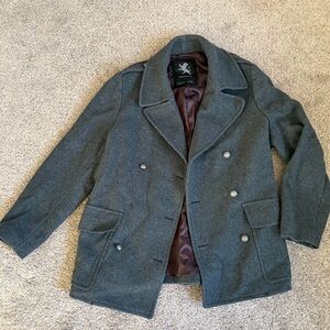 Express Gray Double-Breasted Peacoat